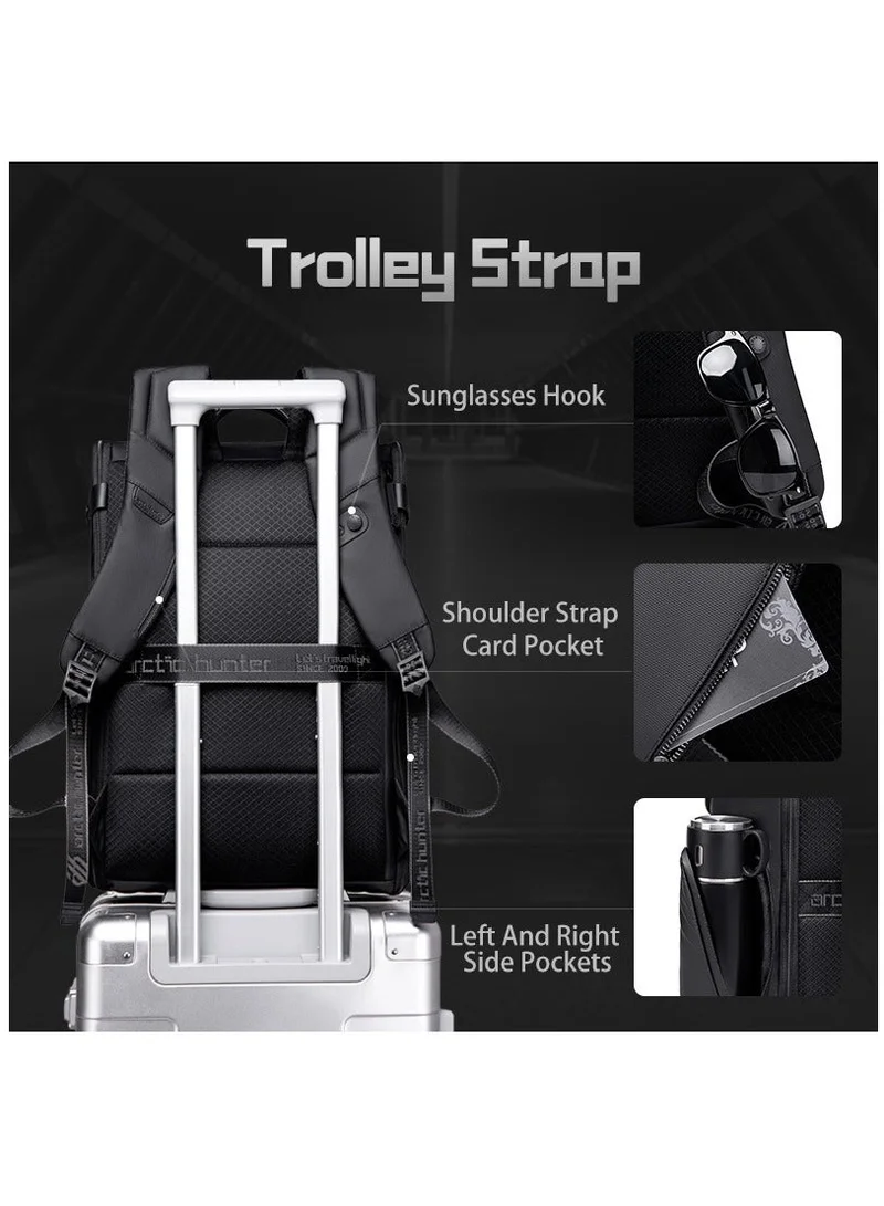 ARCTIC HUNTER  Water Resistant Polyester 180 Degree Flat Open 15.6 inch Unisex Travel Laptop Backpack B00465 Black  | Best Price UAE